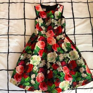 Red and pink flower dress